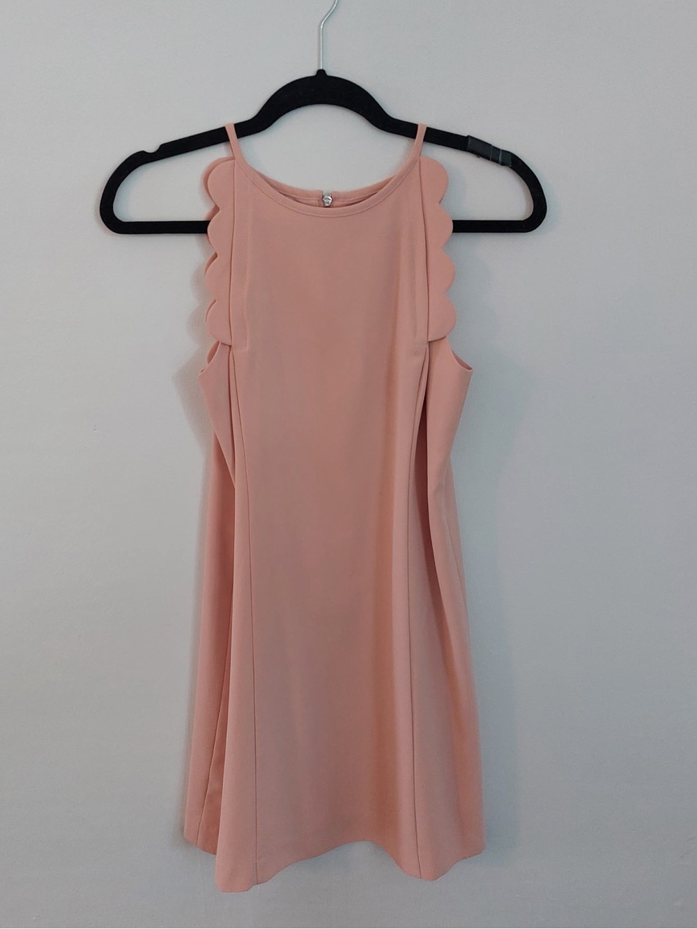 Ann Taylor Blush Pink Scallop-Trim shift dress
